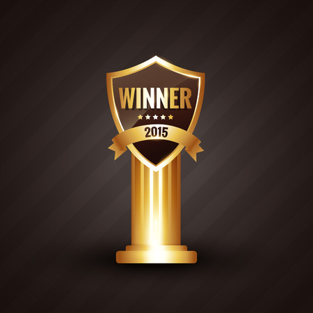 winner 2015 golden label design with ribbon illustrationのイラスト素材