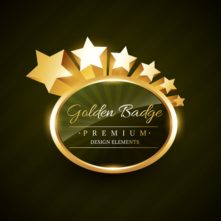 vector golden badge design with stars flowingのイラスト素材