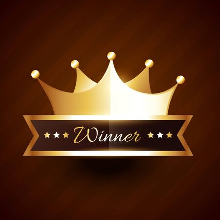 beautiful golden crown design with winner text illustrationのイラスト素材