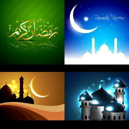 vector set of beautiful background illustration of ramadan kareem festivalのイラスト素材