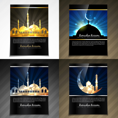 vector attractive brochure of eid festival illustration with flyer and template designのイラスト素材