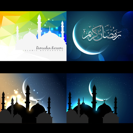 vector attractive set of ramadan kareem festival background illustrationのイラスト素材