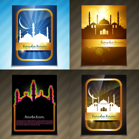 vector attractive set of brochure of ramadan festival flyer and template illustrationのイラスト素材