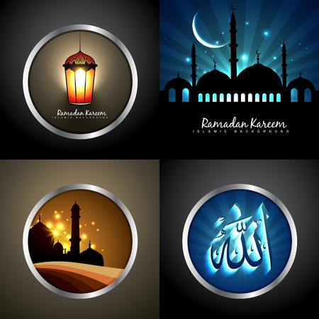 vector set of attractive background of eid festival illustrationのイラスト素材