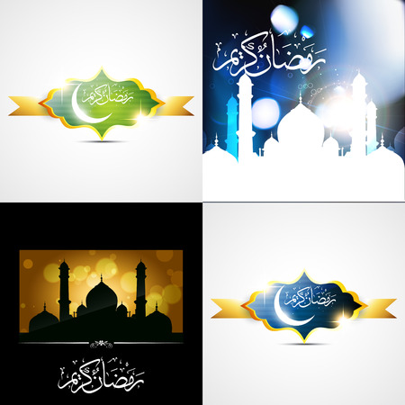 vector beautiful set of ramadan kareem festival background illustrationのイラスト素材