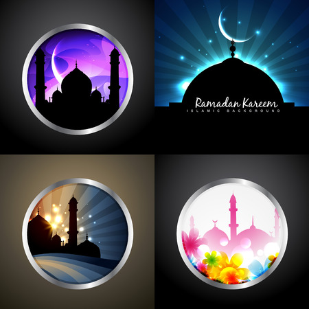 vector attractive set of ramadan kareem festival background illustrationのイラスト素材