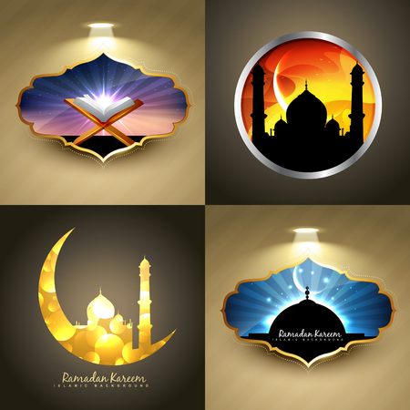 vector attractive set of ramadan kareem festival background illustrationのイラスト素材