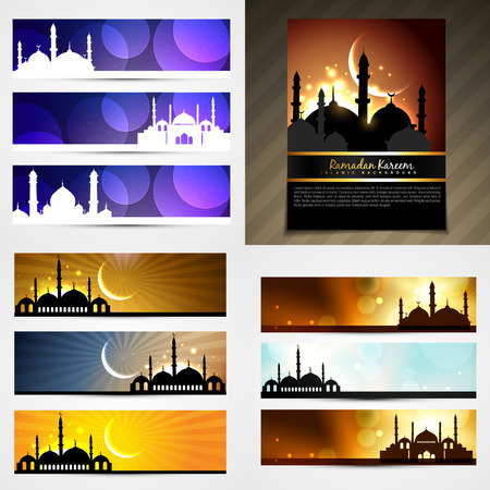 vector attractive set of  brochure and banner of eid festival illustrationのイラスト素材