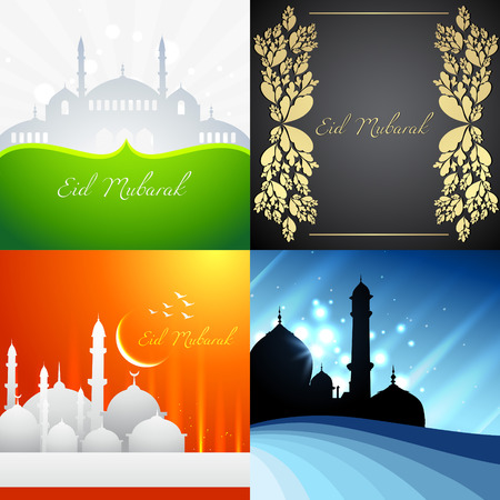 vector set of attractive background of ramadan kareem festival with mosque illustrationのイラスト素材