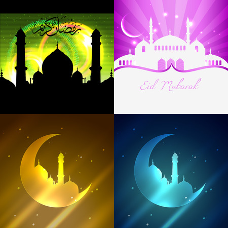 vector set of attractive background of eid festival illustrationのイラスト素材