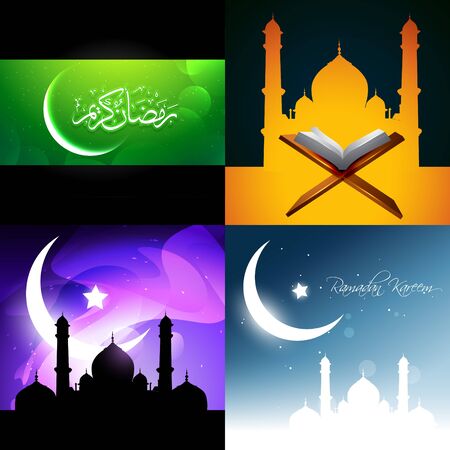vector attractive background set of ramadan kareem festival illustrationのイラスト素材