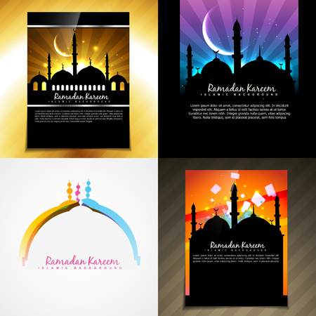 vector attractive set of brochure of ramadan festival illustrationのイラスト素材