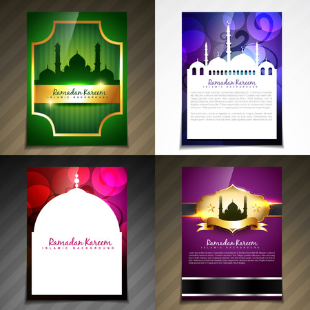 vector attractive set of  brochure of eid festival illustrationのイラスト素材