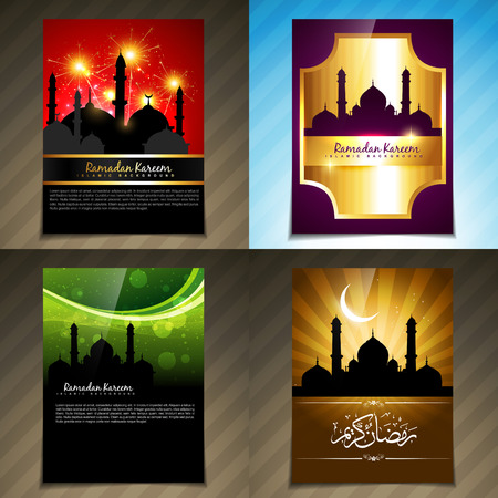 vector attractive set of  brochure of ramadan kareem festival illustrationのイラスト素材