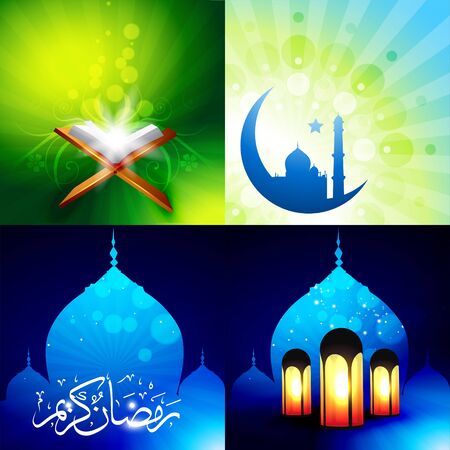vector attractive set of eid  background festival of muslim, lamp illustrationのイラスト素材