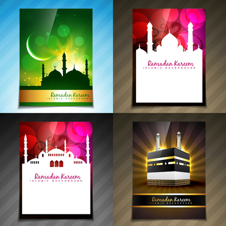 vector set of attractive brochure of ramadan festival illustrationのイラスト素材