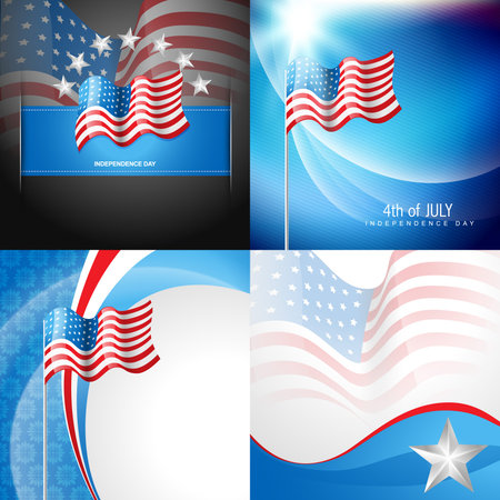 vector set of 4th july american independence day backgroundのイラスト素材