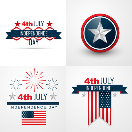 vector set of 4th july american independence day backgroundのイラスト素材