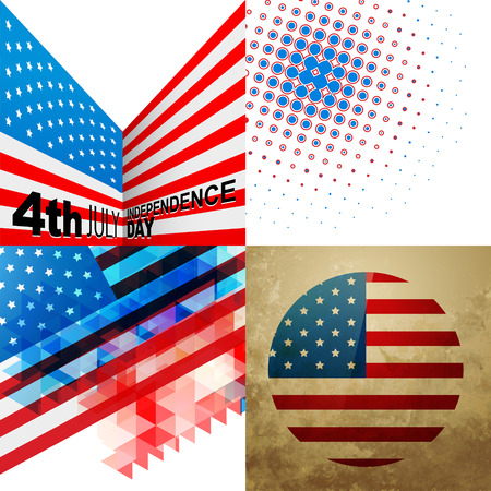 vector set of american independence day flag design abstract backgroundのイラスト素材