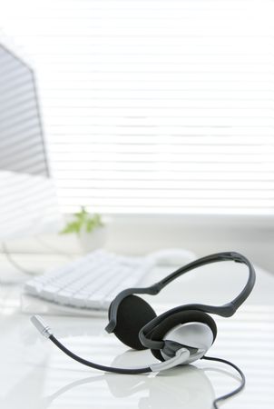 Microphone on deskの写真素材