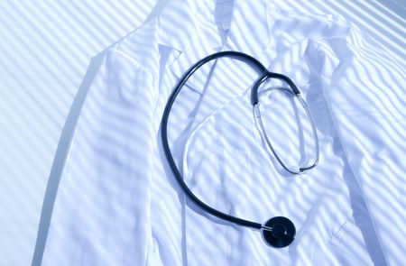 White robe and stethoscopeの写真素材