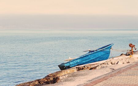 Forgotten Blue Boatの写真素材