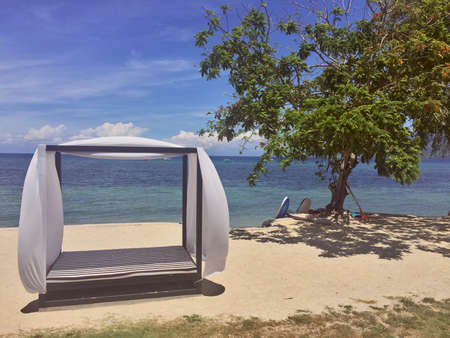 Batangas, Philippines, June 2019 - Beautiful beach resort & spa with amazing see views and relaxing areasのeditorial素材