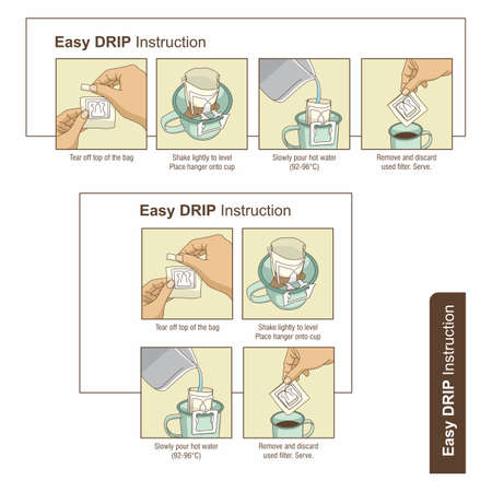 Colorful Easy Coffee Drip Instruction Illustrationのイラスト素材