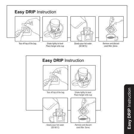 Easy DRIP Instruction For Coffee Bag Vector Illustrationのイラスト素材