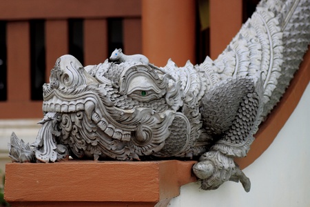 Image of dragon statue at thai templeの写真素材