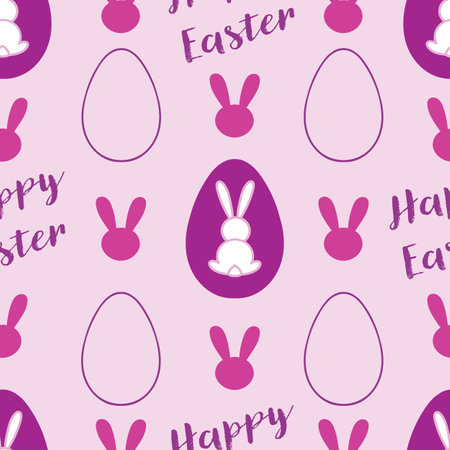 Pink Happy Easter seamless pattern background printのイラスト素材