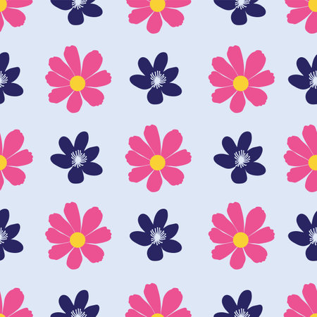 Light blue pink floral seamless pattern background printのイラスト素材