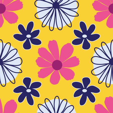 Flowers yellow background seamless patternのイラスト素材