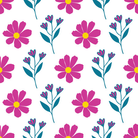 Wild flowers seamless pattern background printのイラスト素材