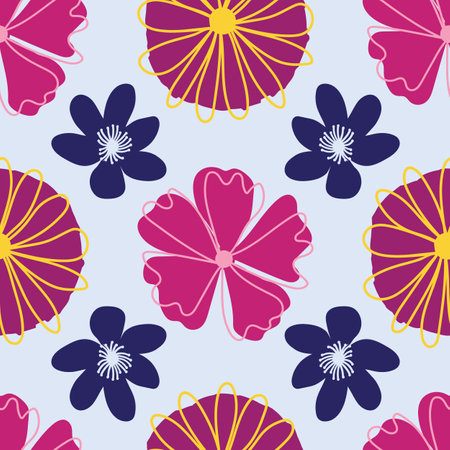 Light blue floral background seamless patternのイラスト素材
