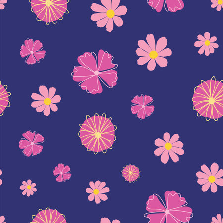 Dark blue small flowers seamless patternのイラスト素材