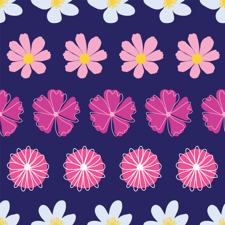 Dark blue floral seamless pattern backgroundのイラスト素材