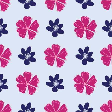 Light blue floral background seamless patternのイラスト素材