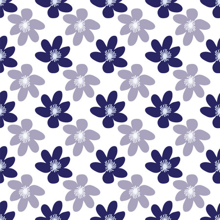 Dark blue flowers seamless patternのイラスト素材