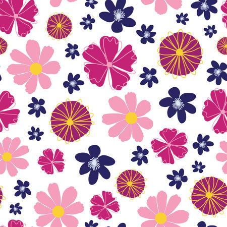 Pink flowers party seamless pattern designのイラスト素材
