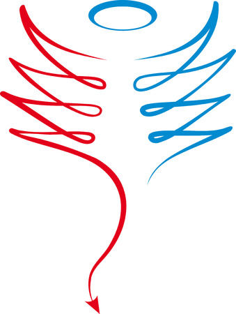 Angel or devil icon in lineal illustration.のイラスト素材