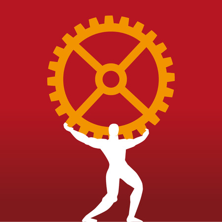 Industrial leader. Mythology titan symbol supporting cog.のイラスト素材