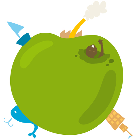 Vector illustration of an apple as the world.のイラスト素材