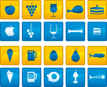 Set of 20 food icons. Before and after.のイラスト素材