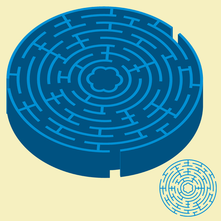 2D and 3D labyrint in blue. Editable.のイラスト素材