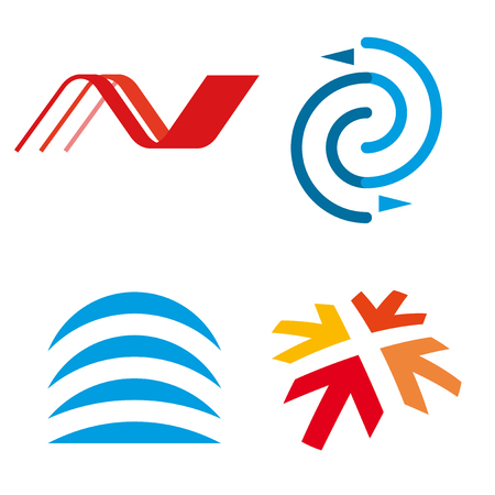 Four simple arrow or lineal logos in geometric form.のイラスト素材