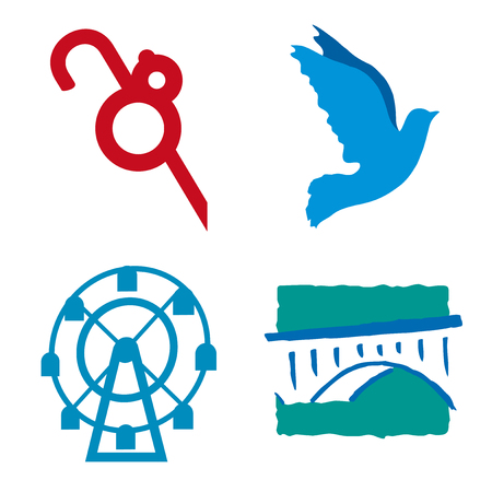 Set of four nature icons in flat style.のイラスト素材