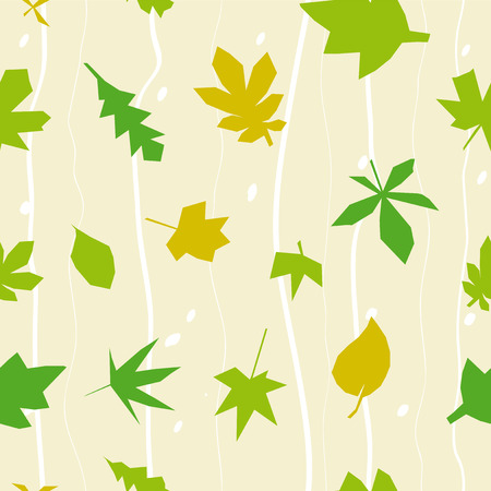Seamless autumm background with leaves and stripes.のイラスト素材