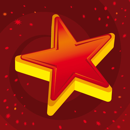 Vector illustration. Red star over starry red background.のイラスト素材