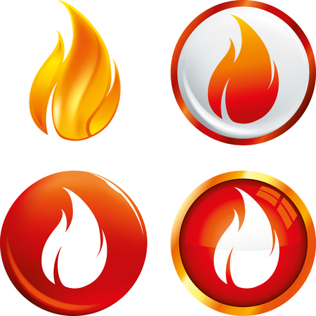 Four flame buttons in shiny style. Isolated.のイラスト素材
